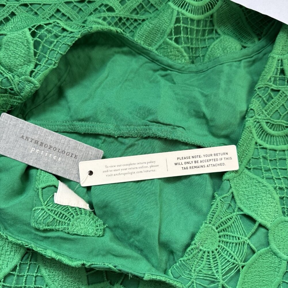 ANTHROPOLOGY Green Floral Lace mini Women’s Dress NWT MSRP $170 Size M Petite - Picture 13 of 14